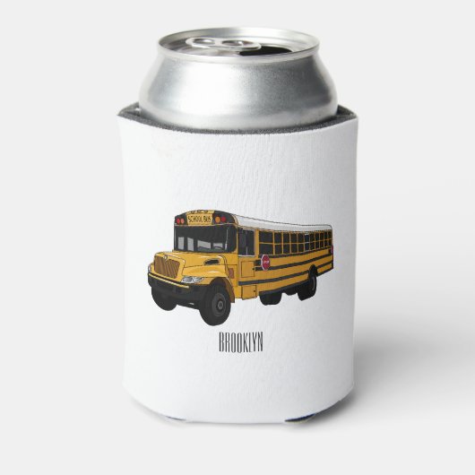 Schoolbus cartoon illustratie blikjeskoeler (Blikje Achterkant)