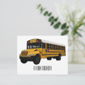 Schoolbus cartoon illustratie briefkaart (Staand voorkant)