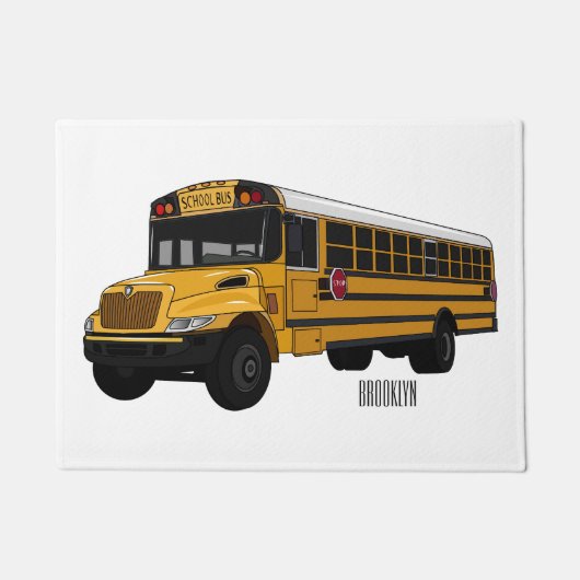 Schoolbus cartoon illustratie deurmat (Voorkant)