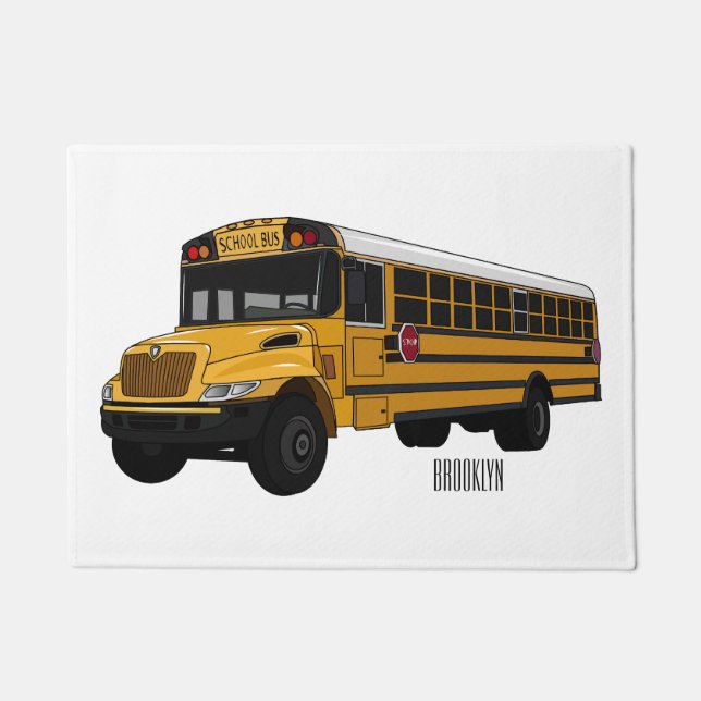 Schoolbus cartoon illustratie deurmat (Voorkant)