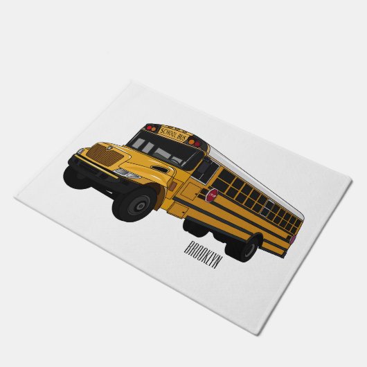 Schoolbus cartoon illustratie deurmat (Schuin)