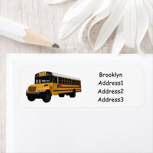 Schoolbus cartoon illustratie etiket (Insitu)