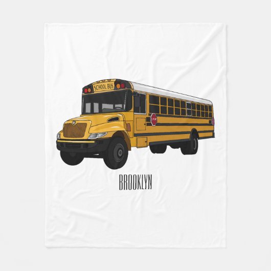Schoolbus cartoon illustratie fleece deken (Voorkant)