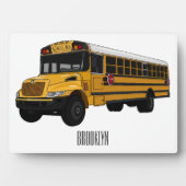 Schoolbus cartoon illustratie fotoplaat (voorkant)