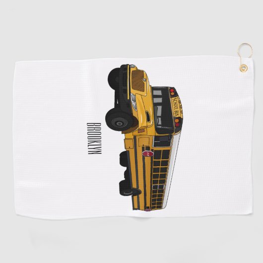 Schoolbus cartoon illustratie golfhanddoek (Horizontaal)