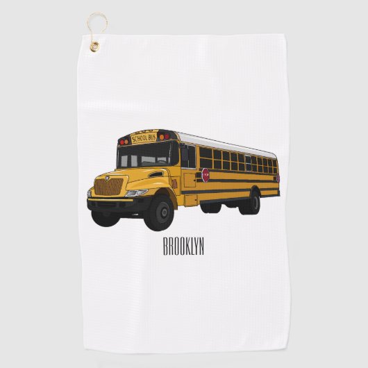 Schoolbus cartoon illustratie golfhanddoek (Voorkant)