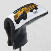 Schoolbus cartoon illustratie golfheadcover (3/4 voorkant)