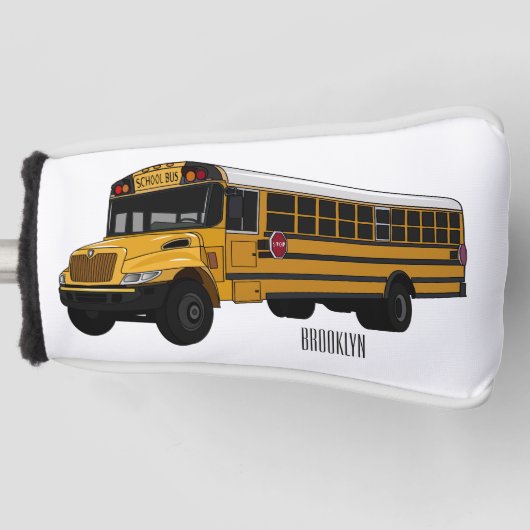 Schoolbus cartoon illustratie golfheadcover (Voorkant)