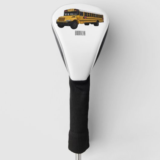 Schoolbus cartoon illustratie golfheadcover (Voorkant)