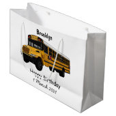 Schoolbus cartoon illustratie groot cadeauzakje (Voorkant Gekanteld)