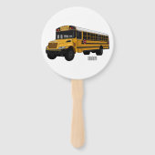 Schoolbus cartoon illustratie handwaaier (Achterkant)