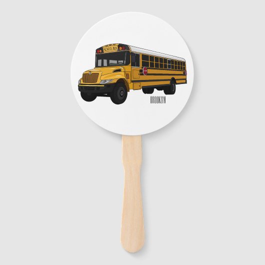 Schoolbus cartoon illustratie handwaaier (Voorkant)