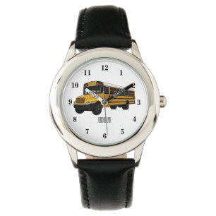 Schoolbus cartoon illustratie horloge