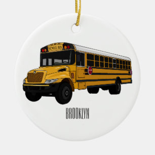 Schoolbus cartoon illustratie keramisch ornament