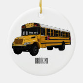 Schoolbus cartoon illustratie keramisch ornament (Achterkant)