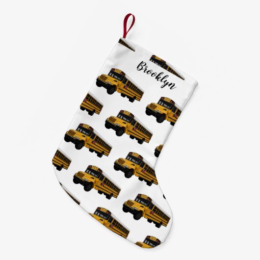 Schoolbus cartoon illustratie kleine kerstsok (Voorkant (Hangend))