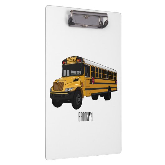 Schoolbus cartoon illustratie klembord (Rechts)