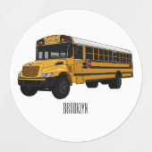 Schoolbus cartoon illustratie labels (Design 2)