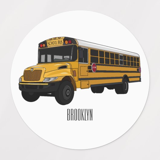 Schoolbus cartoon illustratie labels (Design 1)
