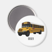 Schoolbus cartoon illustratie magneet (Voorkant / Achterkant)