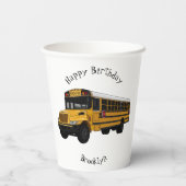 Schoolbus cartoon illustratie papieren bekers (Achterkant)