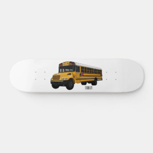 Schoolbus cartoon illustratie persoonlijk skateboard