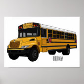 Schoolbus cartoon illustratie poster (Voorkant)