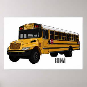 Schoolbus cartoon illustratie poster