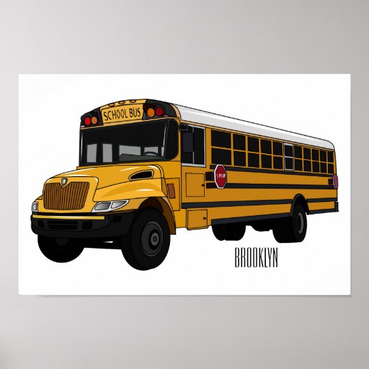 Schoolbus cartoon illustratie poster (Voorkant)