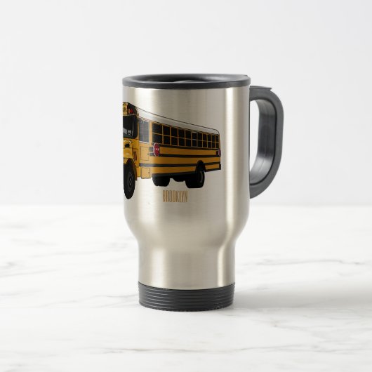 Schoolbus cartoon illustratie reisbeker (Voorkant rechts)