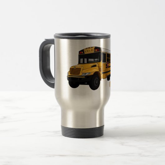 Schoolbus cartoon illustratie reisbeker (Voorkant links)