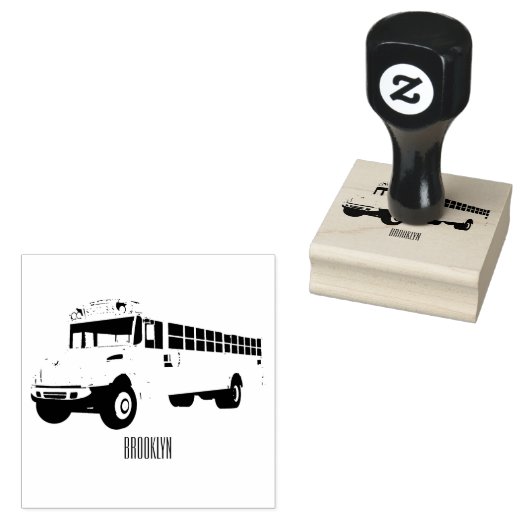 Schoolbus cartoon illustratie rubberstempel (Gestempeld)