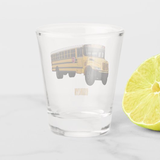 Schoolbus cartoon illustratie shot glas (Achterkant)