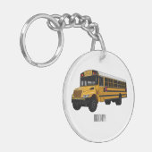 Schoolbus cartoon illustratie sleutelhanger (Voorkant Links)