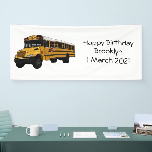 Schoolbus cartoon illustratie spandoek (Beurs)