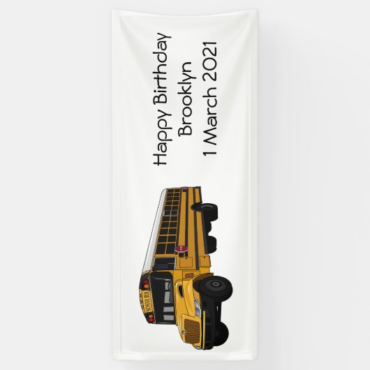 Schoolbus cartoon illustratie spandoek (Verticaal)