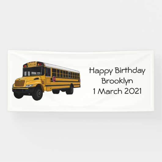 Schoolbus cartoon illustratie spandoek (Horizontaal)