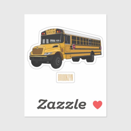 Schoolbus cartoon illustratie sticker (Vel)