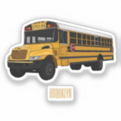 Schoolbus cartoon illustratie sticker (Voorkant)