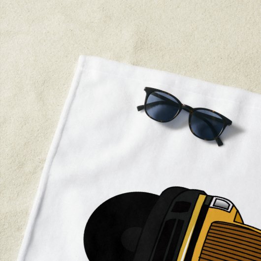 Schoolbus cartoon illustratie strandlaken (In situ)