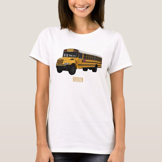 Schoolbus cartoon illustratie t-shirt (Voorkant)