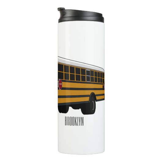Schoolbus cartoon illustratie thermosbeker (Geroteerd rechts)