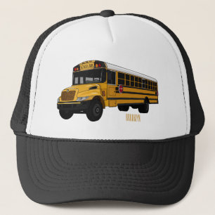 Schoolbus cartoon illustratie trucker pet