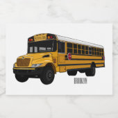 Schoolbus cartoon illustratie voedselcontainer etiket (Enkel label)