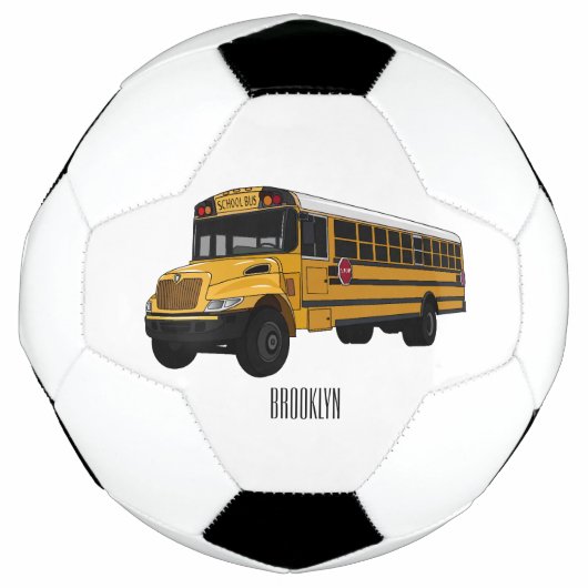 Schoolbus cartoon illustratie voetbal (Voorkant)