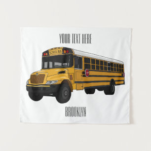 Schoolbus cartoon illustratie wandkleed