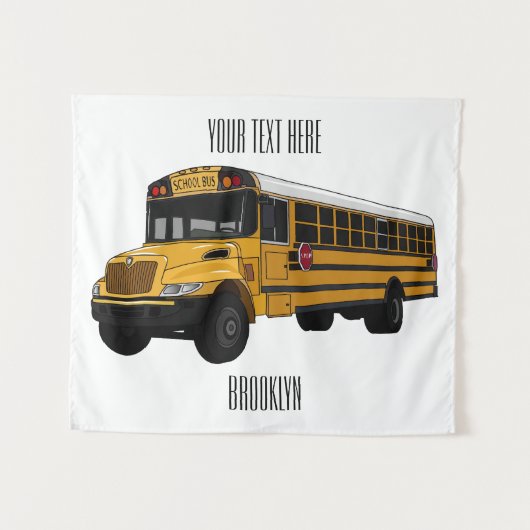 Schoolbus cartoon illustratie wandkleed (Voorkant (horizontaal))