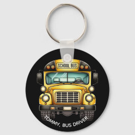 Schoolbus chauffeur. Gepersonaliseerd Sleutelhanger