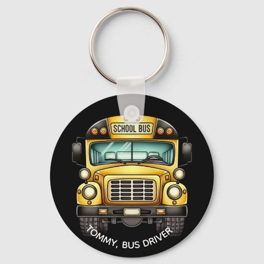 Schoolbus chauffeur. Gepersonaliseerd Sleutelhanger (Achterkant)