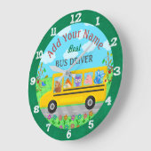 Schoolbus-chauffeur | Gepersonaliseerde naam Grote Klok (Hoek)
